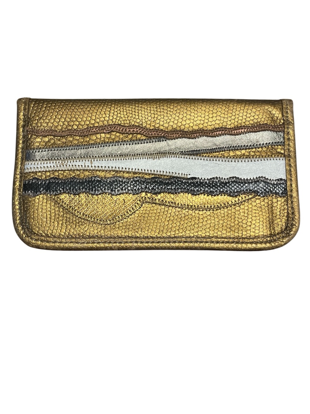 Carlos Falchi Vintage Metallic Patchwork Wallet